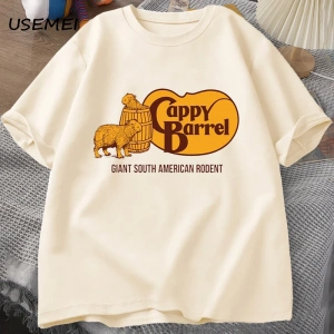Cappy varil Capybara T-shirt erkekler yaz pamuk kısa kollu rahat grafikli tişört erkek giysil 2998