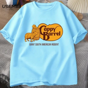Cappy varil Capybara T-shirt erkekler yaz pamuk kısa kollu rahat grafikli tişört erkek giysil 2998