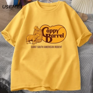 Cappy varil Capybara T-shirt erkekler yaz pamuk kısa kollu rahat grafikli tişört erkek giysil 2998
