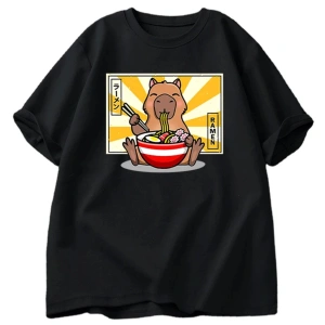 Capybara pamuklu t-shirt rahat erkek giysileri boy kısa kollu Tees yaz japon Streetwear 90s h