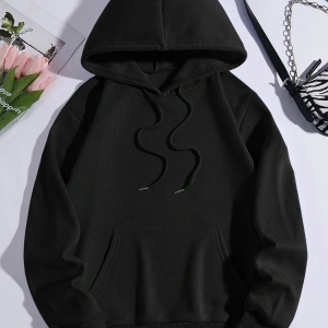 Car & Letter Graphic Drawstring Lined Hoodie Siyah