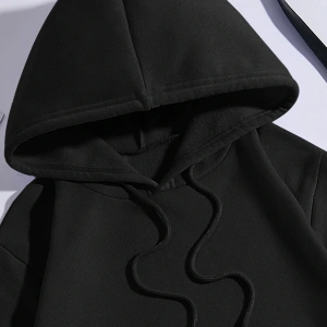 Car & Letter Graphic Drawstring Lined Hoodie Siyah