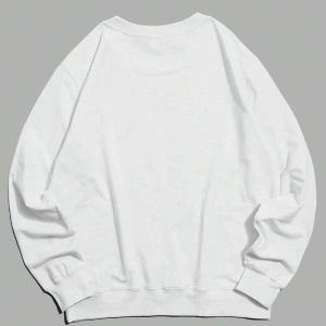 Car Print Drop Shoulder Sweatshirt Beyaz