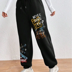 Cartoon & Graphic Drawstring Waist 4 Mevsim Eşofman