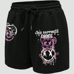 Cartoon Graphic Drawstring Waist Şort
