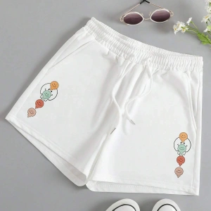 Cartoon Graphic Drawstring Waist Track Şort