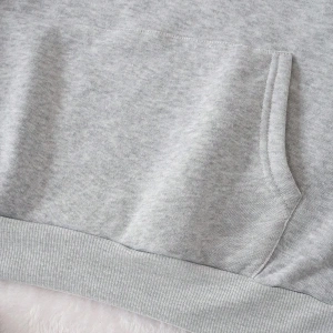 Cartoon & Letter Graphic Drawstring Lined Hoodie Gri