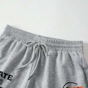 Cartoon & Letter Graphic Drawstring Waist Şort