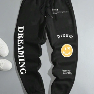 Cartoon & Slogan Graphic Drawstring Waist Eşofman Altı