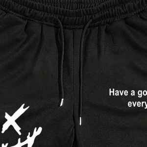 Cartoon & Slogan Graphic Drawstring Waist Eşofman Altı