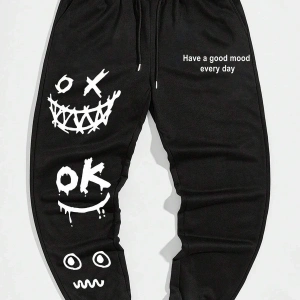 Cartoon & Slogan Graphic Drawstring Waist Eşofman Altı