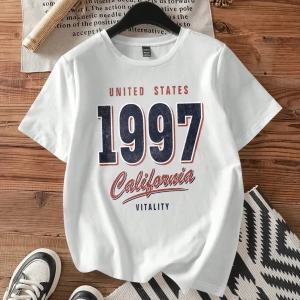 Casual Blue Aplike Boston 23 Baskılı Siyah Bol Yuvarlak Yaka Kısa Kollu Tişört, Pa
