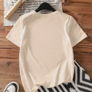 Casual Dog Grafik Baskılı Slim Fit Yuvarlak Yaka Kısa Kollu Büyük Beden Kadın Tişört