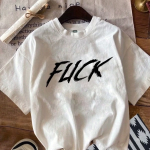 Casual Fit Crew Yaka Kısa Kollu Tişört İngilizce Yazı Baskılı