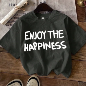 Casual Grafik Baskılı Mürettebat Yaka Kısa Kollu Fitted Kadın Tişörtü, Pamuk Karışım
