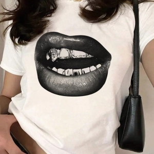 Casual Loose Dachshund Baskılı Yuvarlak Yaka Kısa Kollu Kadın Tişörtü, Yaz İçin Uygu