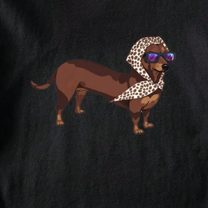 Casual Loose Dachshund Baskılı Yuvarlak Yaka Kısa Kollu Kadın Tişörtü, Yaz İçin Uygu