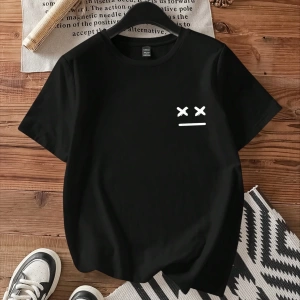 Casual Loose Fit Kısa Kollu Kadın Tişörtü İfade Baskılı, Yaz İçin Uygun