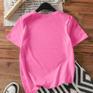 Casual Loose Fit Kısa Kollu Kadın Tişörtü İfade Baskılı, Yaz İçin Uygun