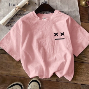 Casual Loose Fit Kısa Kollu Kadın Tişörtü İfade Baskılı, Yaz İçin Uygun