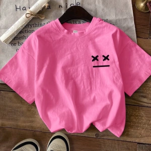 Casual Loose Fit Kısa Kollu Kadın Tişörtü İfade Baskılı, Yaz İçin Uygun