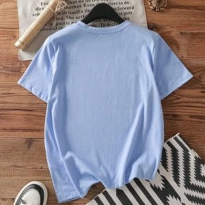 Casual Loose Lattice Bow Decor Yuvarlak Yaka Kısa Kollu Tişört Kadınlar İçin, Pamuk