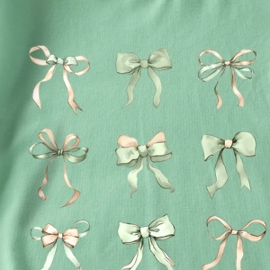 Casual Loose Lattice Bow Decor Yuvarlak Yaka Kısa Kollu Tişört Kadınlar İçin, Pamuk