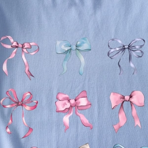 Casual Loose Lattice Bow Decor Yuvarlak Yaka Kısa Kollu Tişört Kadınlar İçin, Pamuk