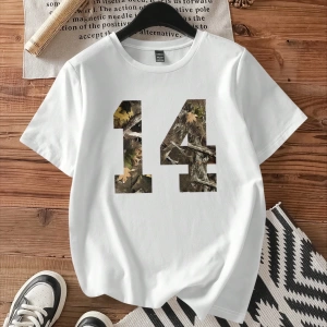 Casual Loose Leaf Desen Yuvarlak Yaka Kısa Kollu Kadın Tişörtü, Sokak %34 Pamuk, Yaz