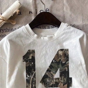 Casual Loose Leaf Desen Yuvarlak Yaka Kısa Kollu Kadın Tişörtü, Sokak %34 Pamuk, Yaz