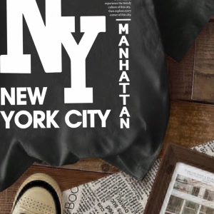 Casual Loose NY Grafik Yuvarlak Yaka Kısa Kollu Tişört Kadınlar İçin, Yaz İçin Uygun