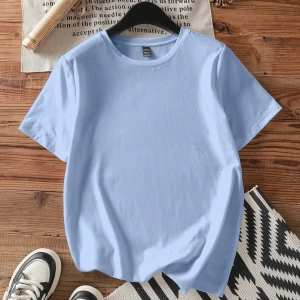 Casual Loose Palmiye Ağacı Baskılı Yuvarlak Yaka Kısa Kollu Pamuklu Tişört Kadınlar