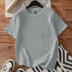 Casual Loose Palmiye Ağacı Baskılı Yuvarlak Yaka Kısa Kollu Pamuklu Tişört Kadınlar