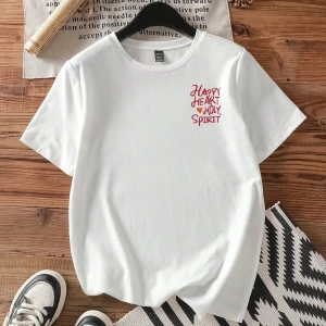 Casual Loose Rock Müzik Dudaklar Grafik Baskılı Yuvarlak Yaka Kısa Kollu Kadın Tişör