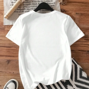 Casual Loose Rock Müzik Dudaklar Grafik Baskılı Yuvarlak Yaka Kısa Kollu Kadın Tişör