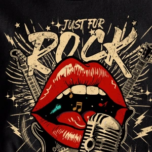 Casual Loose Rock Müzik Dudaklar Grafik Baskılı Yuvarlak Yaka Kısa Kollu Kadın Tişör