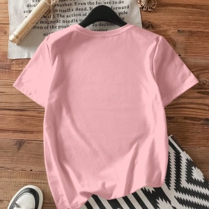 Casual Loose Vintage Araba Grafik Yuvarlak Yaka Kısa Kollu Kadın Tişörtü, Yaz İçin U