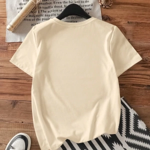 Casual Loose Vintage Araba Grafik Yuvarlak Yaka Kısa Kollu Kadın Tişörtü, Yaz İçin U