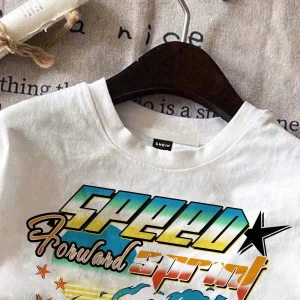 Casual Loose Vintage Araba Grafik Yuvarlak Yaka Kısa Kollu Kadın Tişörtü, Yaz İçin U