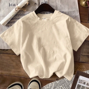 Casual Minimalist Kaktüs Desen Yuvarlak Yaka Kısa Kollu Bol Kadın Tişörtü, Yaz, Pamu