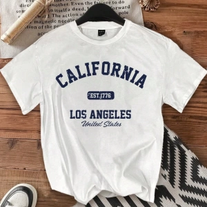 Casual Minimalist Letter Print Loose Fit Yuvarlak Yaka Kısa Kollu Tişört Kadınlar İç