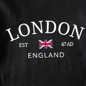 Casual Minimalist Londra Bayrağı Baskılı Bol Kesim Yuvarlak Yaka Kısa Kollu Tişö