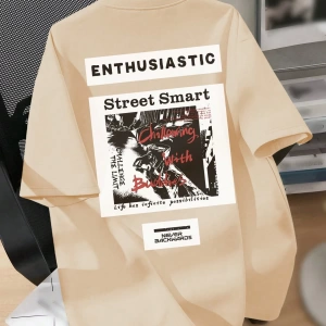 Casual Oversized Rock & Street Graphic Yuvarlak Yaka Kısa Kollu Tişört Kadınlar İçin