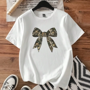 Casual Retro Dachshund Grafik Yuvarlak Yaka Kısa Kollu Dar Kesim Kadın Tişörtü,