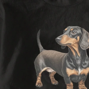Casual Retro Dachshund Grafik Yuvarlak Yaka Kısa Kollu Dar Kesim Kadın Tişörtü,