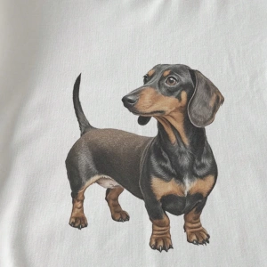 Casual Retro Dachshund Grafik Yuvarlak Yaka Kısa Kollu Dar Kesim Kadın Tişörtü,