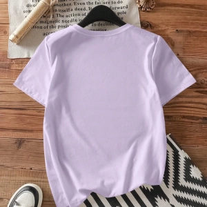 Casual Sevimli Ayı Desen Yuvarlak Yaka Kısa Kollu Kadın Tişörtü, Yaz İçin Uygun