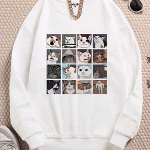 Cat Memes Collage Köstebek Sokak Trend Tasarım Harajuku/Gotik Beyaz