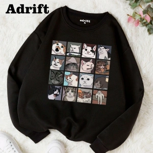 Cat Memes Collage Köstebek Sokak Trend Tasarım Harajuku/Gotik Beyaz