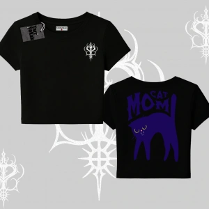 Cat Mom Yazılı Minimal Kedi Arka Baskılı Babby Tee Tshirt